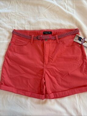 Riders by Lee Coral Pink Jean Shorts with Braided Belt